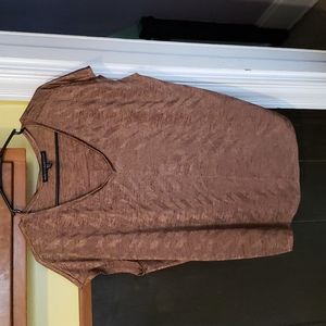 White House Black Market Copper Boxy V-Neck Blouse